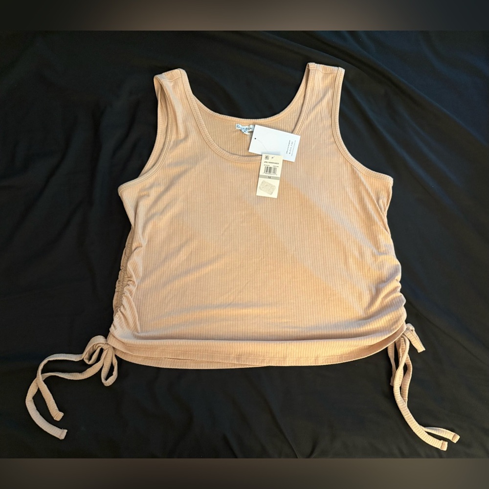 Junior’s plus Love Fire Cuban Sand wide ribbed side tie tank size 1X NWT